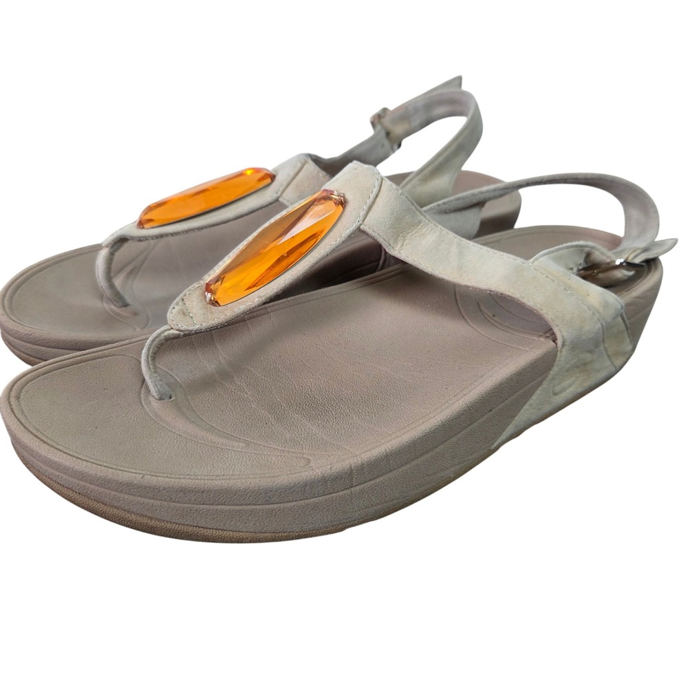 FitFlop Jeweled Thong Sandals Microwobbleboard Comfort Slingback US 8